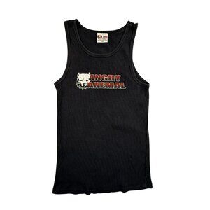 Vintage Angry Anemal Shirt Mens Large Black Tank Top Bayside Made USA Pitbull